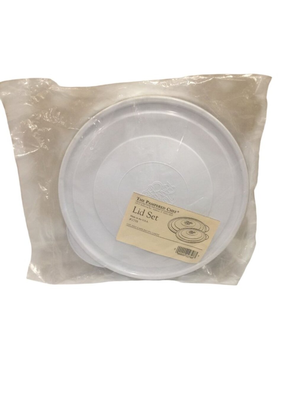 The Pampered Chef LID SET #2798 White Round Plastic 9" & 10" Sealed
